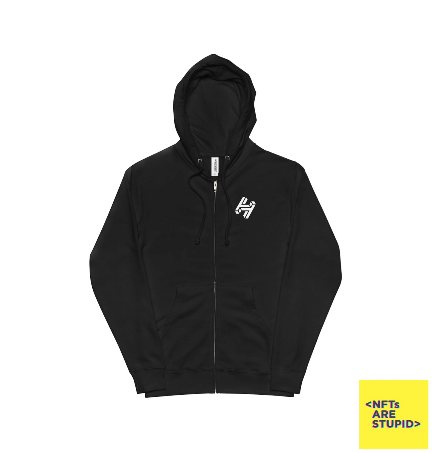 Handshake Printed Zip-Up Hoodie - Black ๐ค