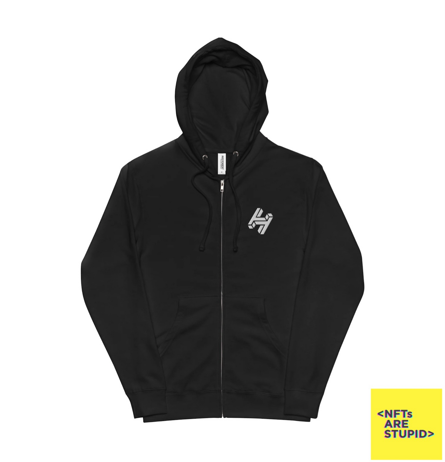 Handshake Embroidered Zip-Up Hoodie - Black π€